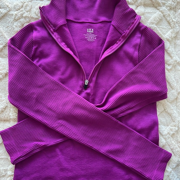 Purple Quarter-Zip Ribbed Sweater - Picture 2 of 4